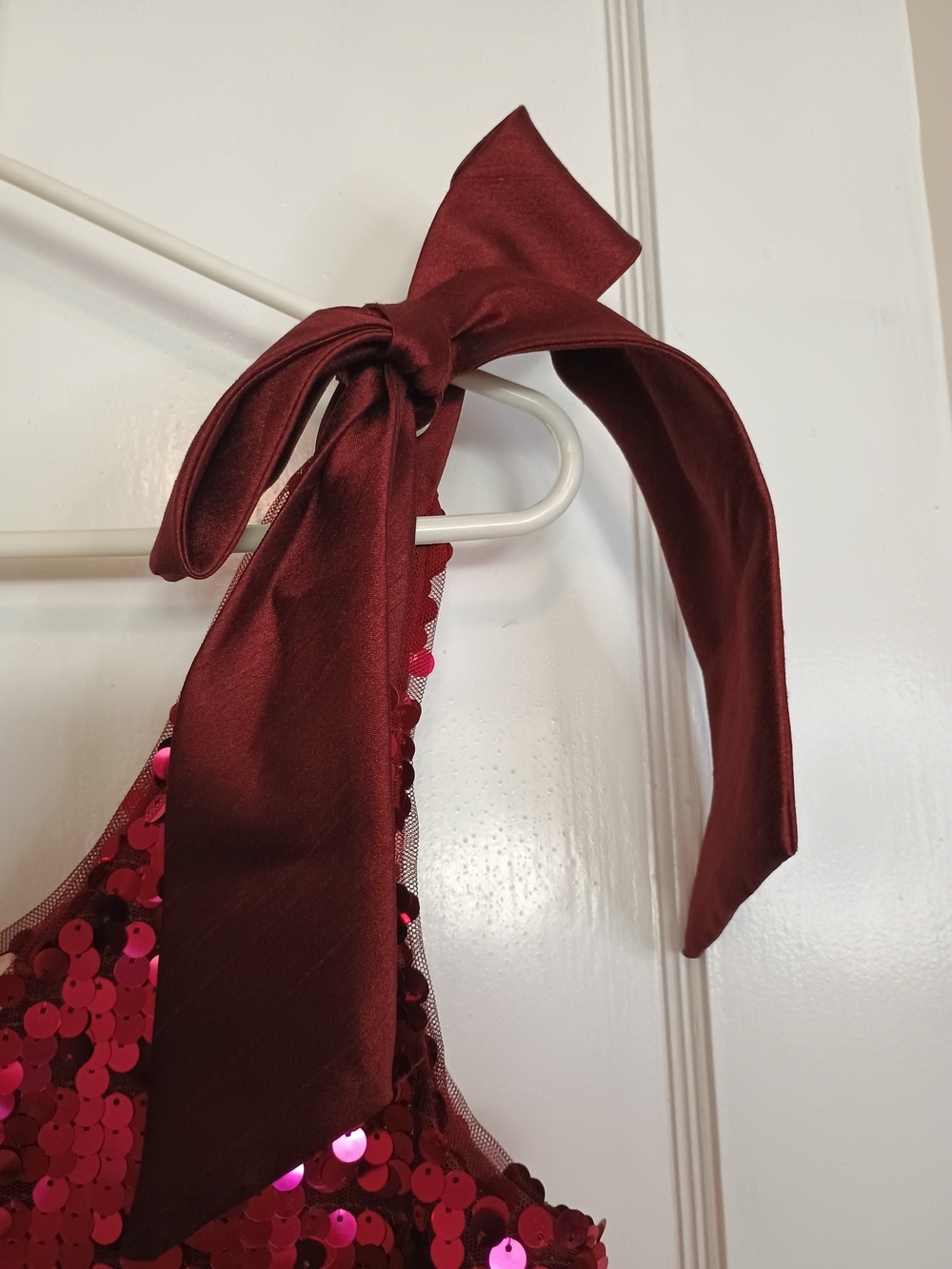 Maeve Anthropologie Pink Red Sequin Bow Strap Tank Top Medium Party Holiday - Picture 5 of 7